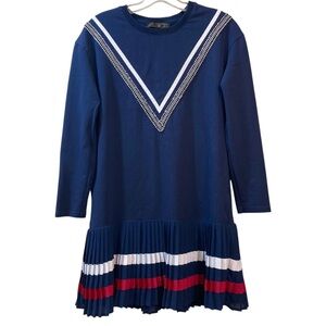 Nutter Navy Blue Dress with Pleated Hem Medium